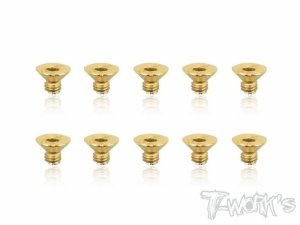 3x4mm Gold Plated Hex. Countersink Steel Screws（10pcs.）(#GSS-304C)