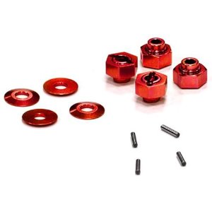 [#C23844RED] Billet Machined Hex Wheel Hub Set (4) for Axial Wraith 2.2