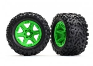 Tires &amp; wheels, assembled, glued (green wheels, Talon EXT tires, foam inserts) (2) (17mm splined) (TSM rated)