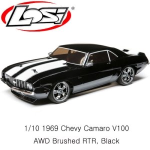 [LOS03033T2] 1/10 1969 Chevy Camaro V100 AWD Brushed RTR, Black