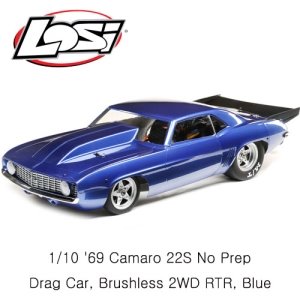 [LOS03035T2] 1/10 69 Camaro 22S No Prep Drag Car, Brushless 2WD RTR, Blue