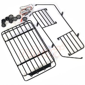[#YA-0561] Metal Roll Cage w /Luggage Tray &amp; White Led Light for Jeep Wrangler Body