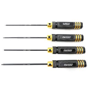 [#YT-0187] Aluminum Allen Hex Driver Tool Set (1.5/2.0/2.5/3.0mm Hard Steel Wrenches) Black Gold