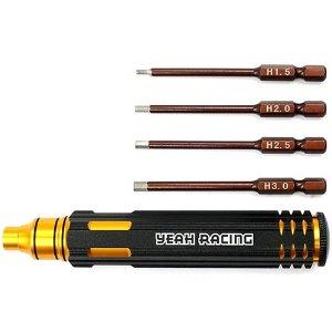 [#YT-0209] 4 In 1 Hex Screwdriver Wrench 1.5-3.0mm Black Gold