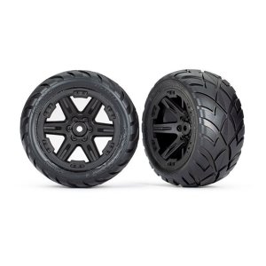 AX6768 Tires &amp; wheels, assembled, glued (2.8&quot;) (RXT black wheels, Anaconda tires, foam inserts)