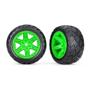 AX6768G Tires &amp; wheels, assembled, glued (2.8&quot;) (RXT green wheels, Anaconda tires, foam inserts)