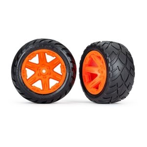 AX6768A Tires &amp; wheels, assembled, glued (2.8&quot;) (RXT orange wheels, Anaconda tires, foam inserts)