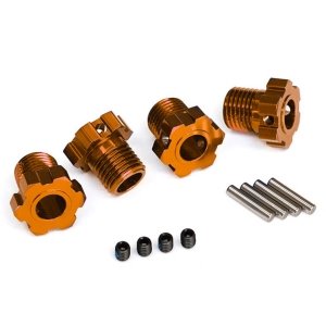 AX8654A Wheel hubs, splined, 17mm (orange-anodized) (4)/ 4x5 GS (4)/ 3x14mm pin (4)