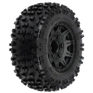 [1173-10] 1/10 Badlands F/R 2.8&quot; Mounted Tires MT 12mm (2) Black