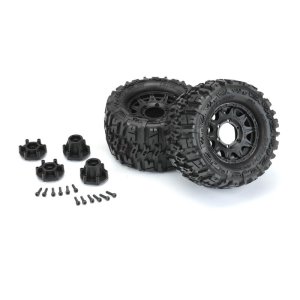 [1170-10] 1/10 Trencher F/R 2.8&quot; Mounted Tires MT 12mm (2) Black