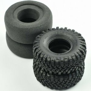 [#97400329] [2개입] 1.9&quot; Black Rock Tires (Standard Rubber) w/2-Stage Inserts (크기 115 x 45mm)