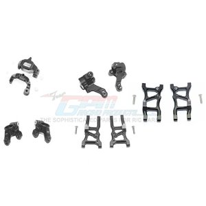 [#GT1921225556-BK] Aluminum F Lower Arms, R Lower Arms, F+R Knuckle Arms, Front C Hubs (for Traxxas 4-TEC 2.0/3.0)