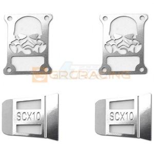 [#GRC/G166LAS] Stainless Steel Tail Light Guard Logo A for SCX10 III Wrangler (Silver)