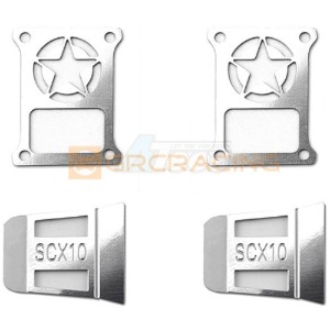 [#GRC/G166LBS] Stainless Steel Tail Light Guard Logo B for SCX10 III Wrangler (Silver)