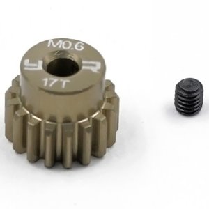 [#MG-06P17T] Alu. 7075 Hard Coated Pinion Gear 0.6P 17T (Mod 0.6) for Tamiya Kits