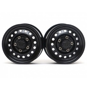 [#BRW780955FBK] [2개입] 1.55&quot; 16-Hole Classic Steelie Reversible Beadlock Wheels (Front) w/XT504 Hubs (Black)
