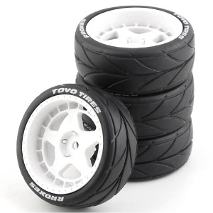 [#I500282786A2] [4개입] 1/10 Rubber Tires and Wheels w/12mm Hex Adapter (크기 65 x 26mm)