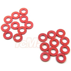 [YA-0393RD] [20개입] Aluminum M3 Flat Washer 1mm Thickness Spacer (Red) (M3 스페이서)