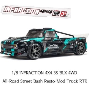 [ARA4315V3T2]ARRMA 1/8 INFRACTION 4X4 3S BLX 4WD All-Road Street Bash Resto-Mod Truck RTR, Teal