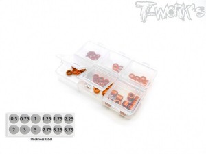 [TA-140O]Aluminum 3mm Bore Washer Set ( Orange ) 0.5, 0.75 ,1,2 ,3 ,5mm Each 10pcs.