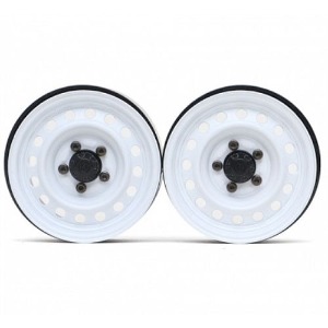 [#BRW780919FW] [2개입] 1.9&quot; 16-Hole Classic Steelie Reversible Beadlock Wheel w/XT504 Hub Front (White)