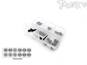 [TA-140BK]Aluminum 3mm Bore Washer Set ( Black ) 0.5, 0.75 ,1,2 ,3 ,5mm Each 10pcs.
