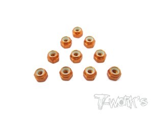 [ASS-3LN-O]Aluminium Lock Nuts 3mm ( Orange ) 10pcs.