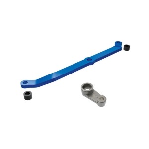 [AX9748-BLUE] Steering link, 6061-T6 aluminum (blue-anodized)/ servo horn, metal/ spacers (2)/ 3x6mm CCS (with threadlock) (1)/ 2.5x7mm SS (with threadlock) (1)
