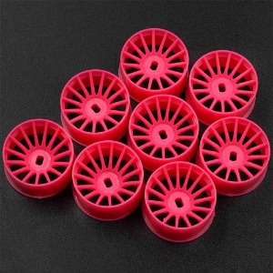 [#WL-0168FPK] [8개입｜와이드 AWD] Plastic Wide Rim Set 11mm (Offset 0 +1 +2 +3) Florescent Pink for 1/28 AWD Mini-Z (교쇼 미니지 휠 세트)