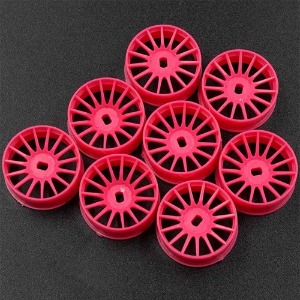 [#WL-0167FPK] [8개입｜내로우 AWD] Plastic Narrow Rim Set 8.5 mm (Offset 0 +1 +2 +3) Florescent Pink for 1/28 AWD Mini-Z (교쇼 미니지 휠 세트)