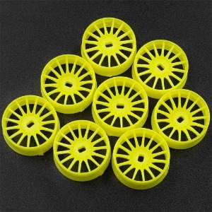 [#WL-0167FYW] [8개입｜내로우 AWD] Plastic Narrow Rim Set 8.5mm (Offset 0 +1 +2 +3) Florescent Yellow for 1/28 AWD Mini-Z (교쇼 미니지 휠 세트)