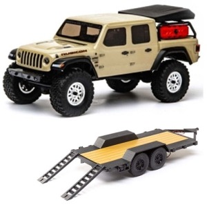 [AXI00005T1+AXI00009]AXIAL 1/24 SCX24 Jeep JT Gladiator 4WD Rock Crawler Brushed RTR, Beige+ 트레일러
