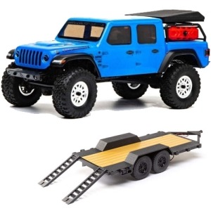 [AXI00005T2+AXI00009]AXIAL 1/24 SCX24 Jeep JT Gladiator 4WD Rock Crawler Brushed RTR, Blue+ 트레일러