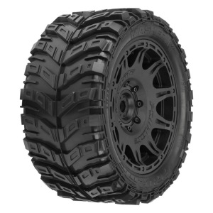 [10176-11] 1/6 Masher X HP BELTED Front/Rear 5.7” Tires Mounted on Raid 8x48 Removable 24mm Hex Wheels (2): Black