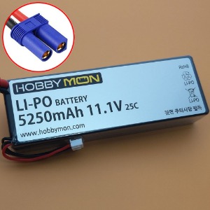 [#HBM5250M3S-EC5｜BM0321] [2셀 크기 3셀 리포 배터리] 5250mAh 11.1V 3S 25C LiPo Battery w/EC5 Connector (크기 139 x 47 x 25.5mm)