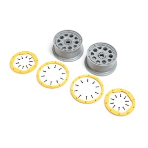 [LOS45036]Wheels, Silver, Yellow Beadlock (2): DBXL 2.0
