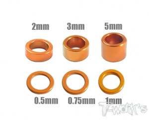 [TA-019O]Aluminum 4x6 Shim Set 0.5, 0.75 ,1 ,2 ,3 ,5mm each 4pcs ( Orange )