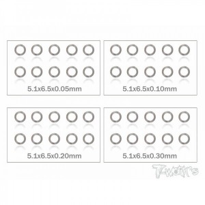 [TA-095-5]5x6.5x0.05,0.1,0.2,0.3mm Shim Washer Set each 10pcs.